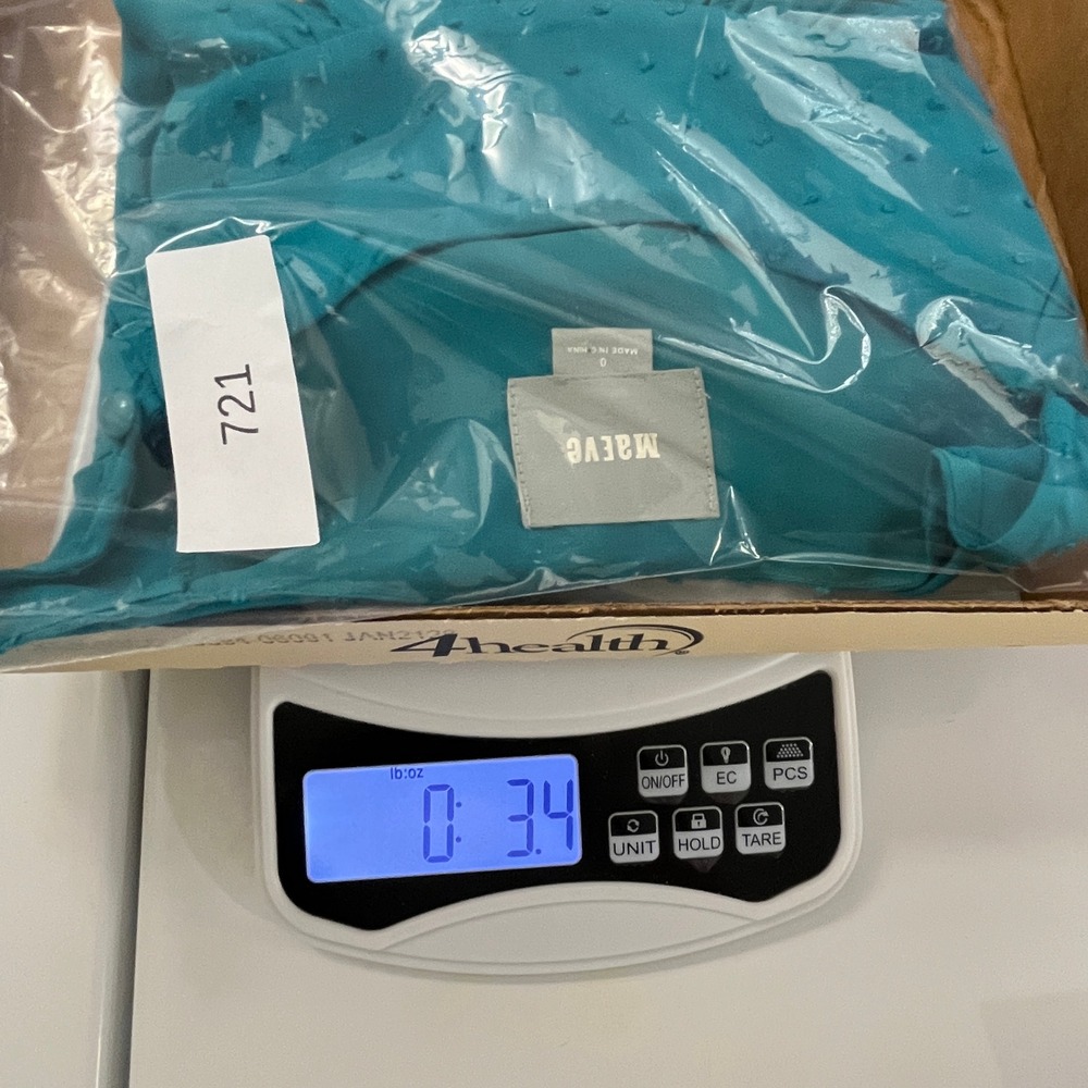 Maeve Anthropologie Teal Swiss Dot Cap Sleeve Scalloped Hem Top Sz 0 Blouse Boho - Picture 9 of 9